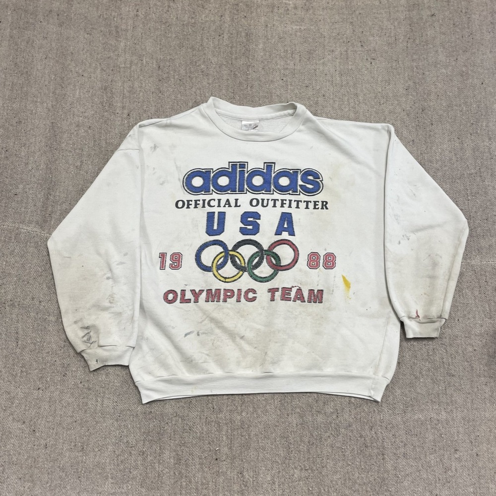 vintage Adidas Olympics team USA sweatshirt mens large white 1980s